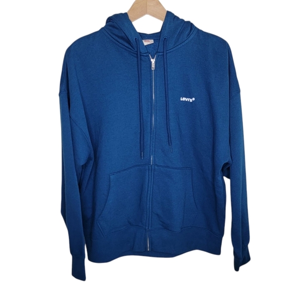 Levi's | Blue Zip Front Hoodie Sweatshirt Jacket Small Logo Size Small - Picture 1 of 6